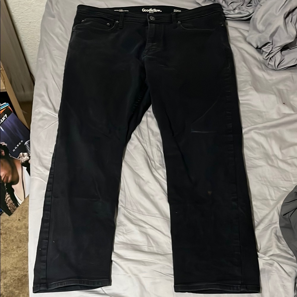 Goodfellow & Co Black Straight Jeans with Distressed Knee